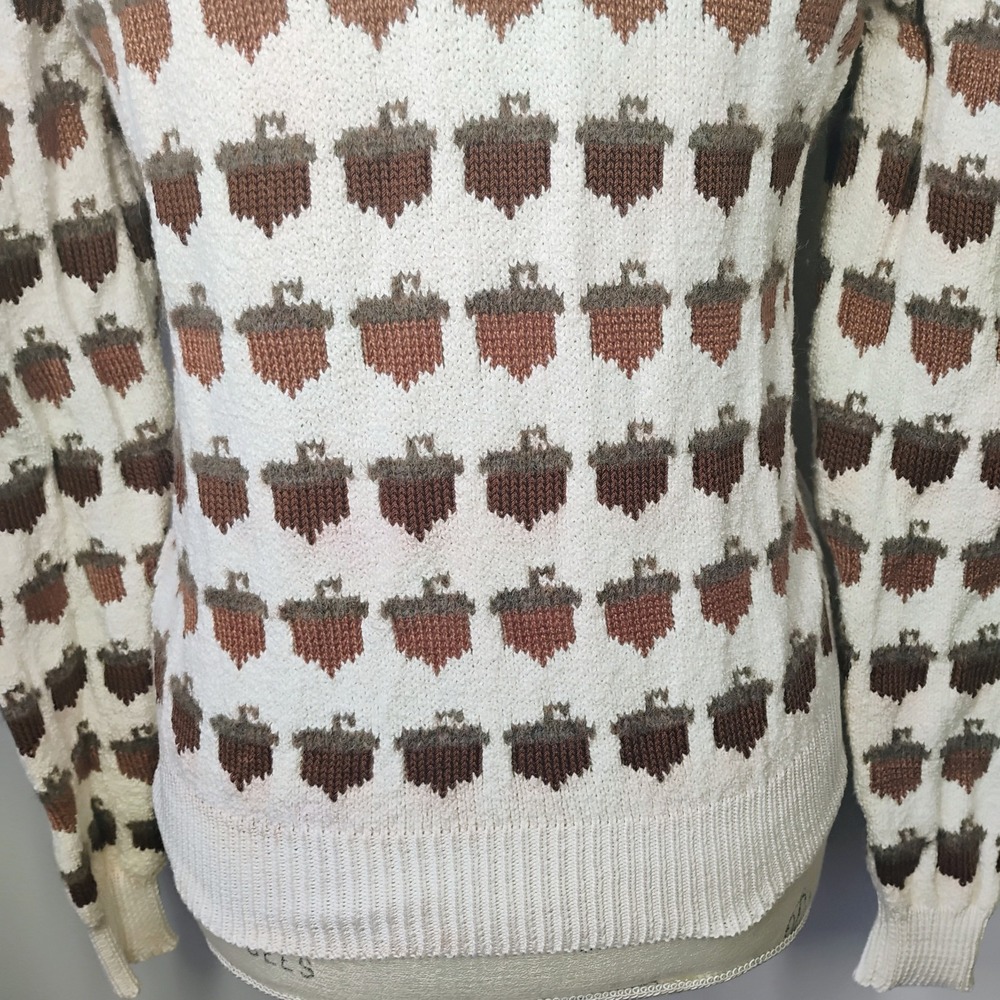 Vintage Dia North of Boston Cardigan Sweater Womens Small Acorn Squirrel Fall - Picture 8 of 15